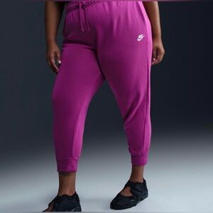 NWT Nike XXL Sportswear Club Fleece Women's Mid-Rise Joggers - Hot Fushsia